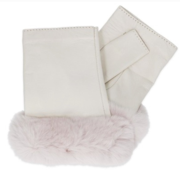 ELEVENTY FUR TRIMED LEATHER GLOVES